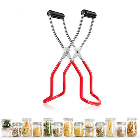 Pince à Bocal, Bocal Conserve Pinces, Bocal Pinces Acier Inoxydable, Clip Anti Brûlure Poignée, Pinces de Levage de Bocal, avec Entonnoir, pour Bocaux de Restaurant de Cuisine (Rouge)