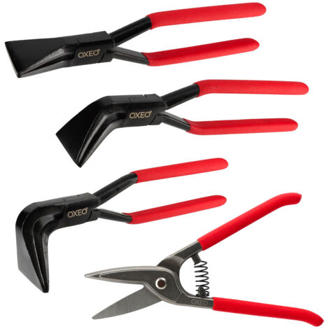 Oxeo – Lot de 3 pinces à border 0° 45° 90° – Mâchoire 60mm – Acier forgé pour pliage tôle – Poignées ergonomiques