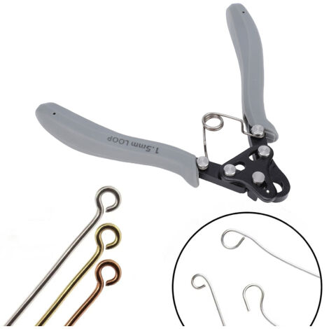 Pince à boucler en une étape, 1,5 mm, pour la création de bijoux, compatible avec les fils d'or, d'argent, de cuivre et de fer de calibre 18 à 26, avec poignée grise.