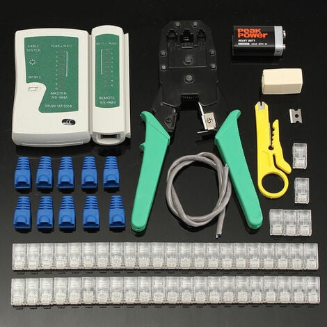 DERRUI Pince à câble réseau, pince à sertir, kit RJ45, avec batterie