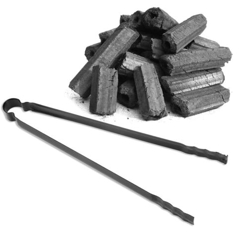 Pince À Charbon - 1 Unité - Métal - Poignée Antidérapante - Barbecue Et Camping - 30 Cm