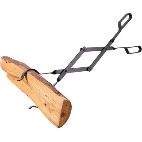 Pince à Cheminée et à Feu Pliable - Outil à Longue Poignée pour Manipuler les Bûches - Pour Foyer Intérieur ou Extérieur - Griffes Robustes