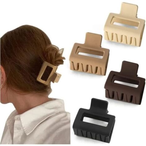 Pince à cheveux carrée Matte tempérament petite pince carrée laque en caoutchouc pince à cheveux, boîte de pinces à cheveux pour