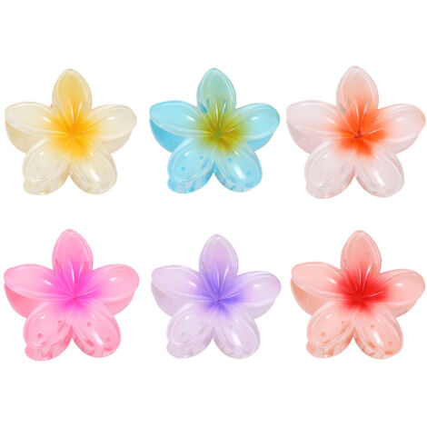 Pince à cheveux Fleur Plumeria Hawaïen pour Femmes et Filles, Barrette à Gradient Acrylique, Serre-tête Fleuri pour Queue de Cheval