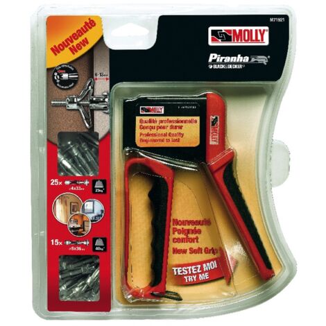 Pince à cheville Molly avec 40 chevilles – 25 chevilles diam 4 x 33 mm – 15 chevilles diam 5 x 36 mm – Supporte jusqu'à 40 kg