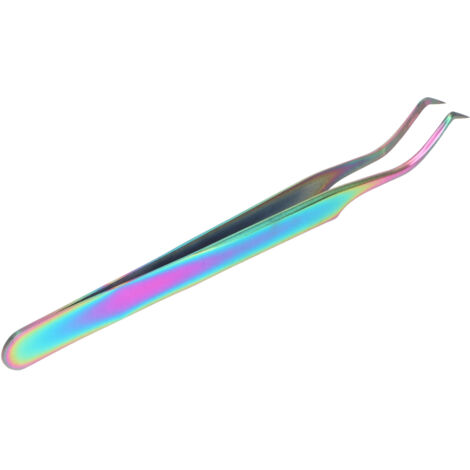 Pince à cils courbée professionnelle en inox - Outil de précision pour extensions et volume