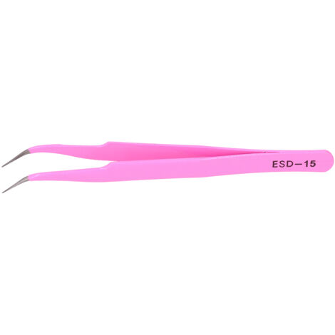 Pince à cils en acier inoxydable précise et portable pour extensions de cils, tête incurvée ESD-15