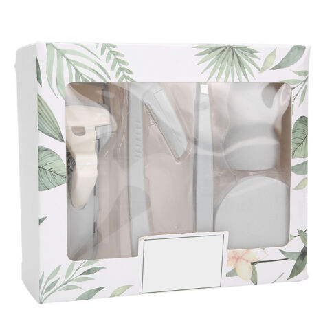 Pince à cils, pince à sourcils, épilateur, rasoir, éponge et puff de maquillage