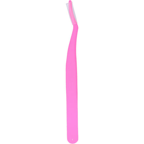 Pince à cils recourbée en acier inoxydable - Clip auxiliaire pour extensions de cils - Rose fluorescent