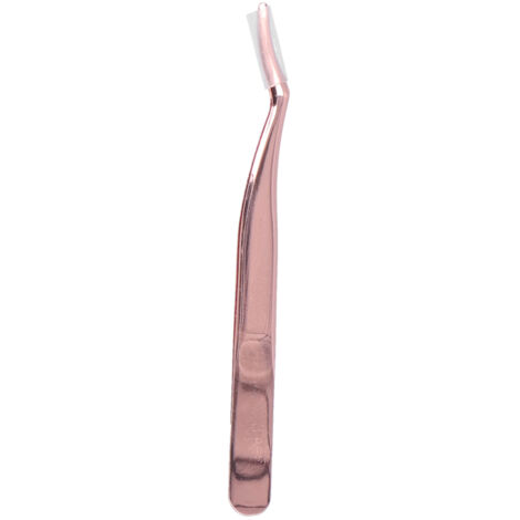 Pince à cils recourbée en acier inoxydable doré rose pour extensions et faux cils