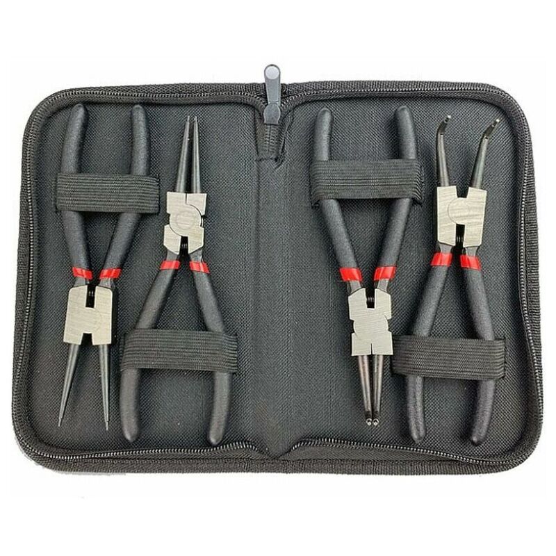 Fitags - Pince à circlips 4 pièces 6' 150mm Pince à courbure droite intérieure et extérieure avec capuchon de rangement et poignées antidérapantes