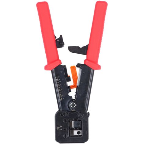 Pince à Crimper RJ45 Pass Through pour CAT6/CAT5E - Crimpeur de Câbles Ethernet Professionnel en Acier, Rouge