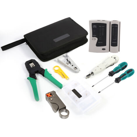 Pince à Crimper RJ45 RJ11, Testeur de Câble, Outil de Coupe et Tournevis pour Kit Réseau