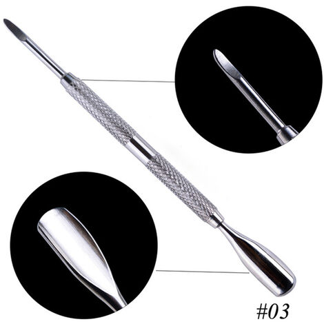 Pince à cuticules à Double extrémité en acier inoxydable, outil de manucure LY01-16, pour peaux mortes, pour enlever le vernis Gel UV, 1 pièce,03