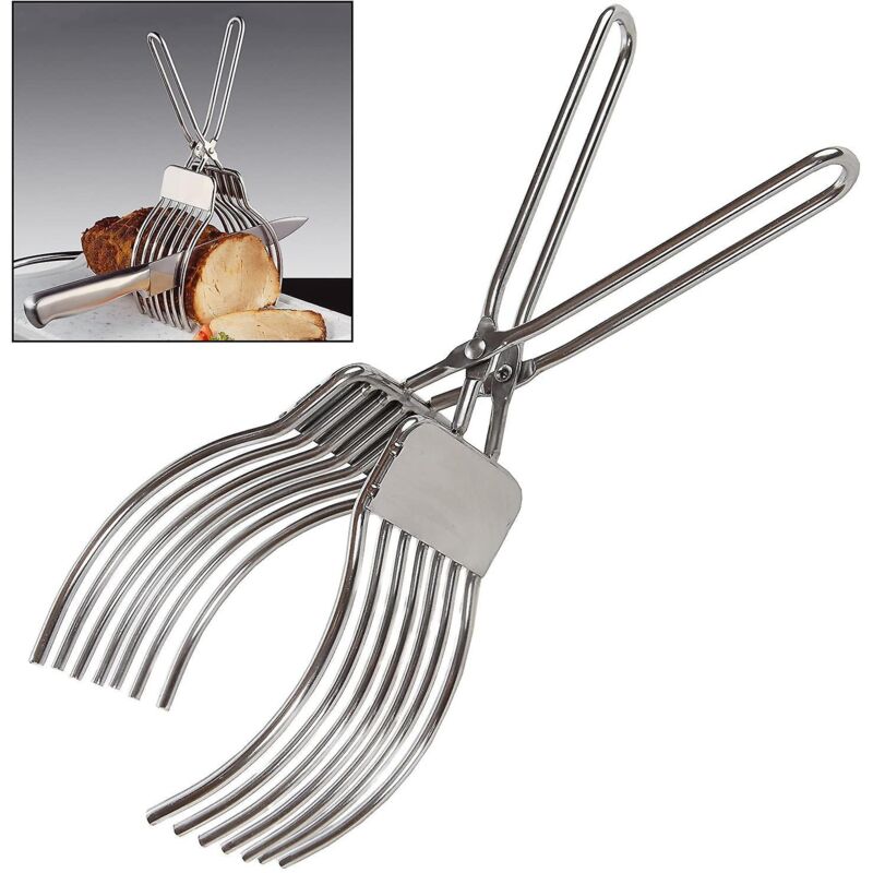 Pince à découper le rôti de boeuf en acier inoxydable, la viande, le pain, l'oignon