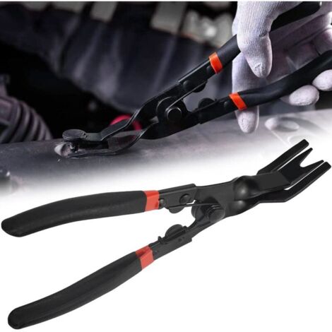 Pince à Degrafer en Polypropylène + Acier au Manganèse 240mm Porte Rivets Clips Pinces Antirouille Pince d'Extraction d'Agrafes Antidérapant avec Ressort pour Voiture Meubles Panneau de Porte NPTERBL