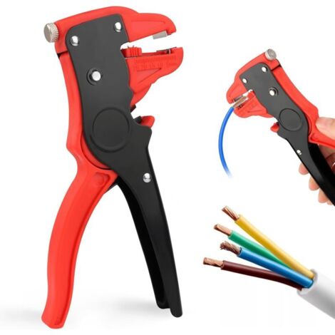 Pince a Denuder, 2 en 1 Pince à Dénuder Automatique, Denudeur de Fil Electrique Multifonction Réglable, Pince Coupante, Outil de Réparation Électronique et Automobile (Rouge)