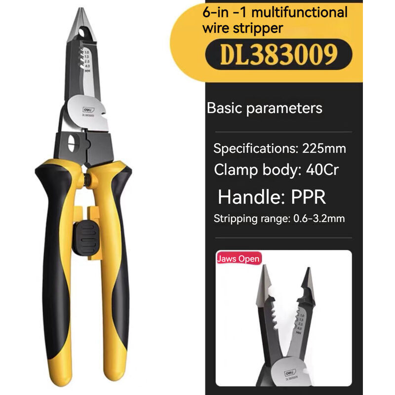 Pince à dénuder 6 en 1, pince à dénuder multifonctionnelle pour électricien, pince à dénuder les câbles optiques, pince à bec de canard et pince à
