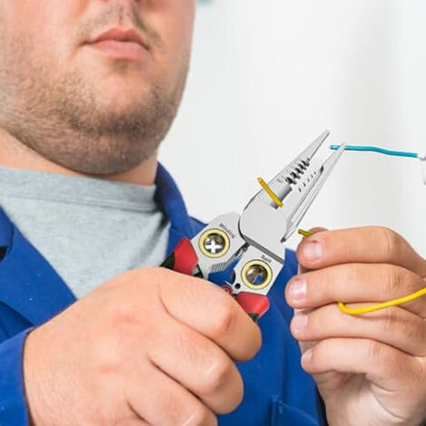 Pince à dénuder 8 en 1 avec fonction de test de tension, coupe-câbles électriques, pince à sertir, pince d'électricien
