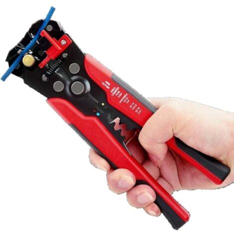 Pince à dénuder auto-ajustable 5 en 1, pince à sertir multifonctionnelle, peut être utilisée pour dénuder, sertir et couper les fils, 10-24 AWG, 0,2-6 mm² (rouge).