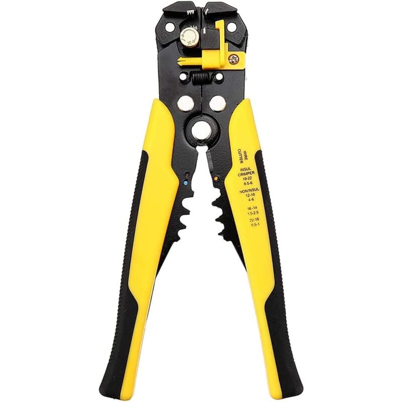 Pince à Dénuder Automatique, 3 en 1 Multifonctionnel 10-24 AWG (0,26,0mm²) 8' Auto-ajustable électricien Câble Bornes de Fil Pince Coupante Outil de