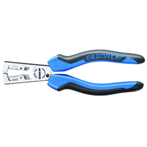 pince à dénuder automatique gedore chromée, polie avec gaine bi-matière. pour fils de 0,5 à 5mm2.