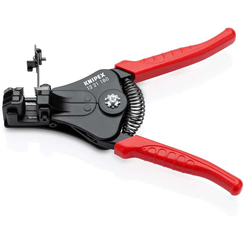 Pince à dénuder Longueur 180 mm laquée noire revêtement en plastique avec ressort d'ouv.