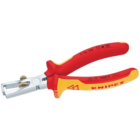 Pince à dénuder VDE, Long. : 160 mm, Valeurs de dénudage du Ø 5 mm, Section du conducteur 10 mm²