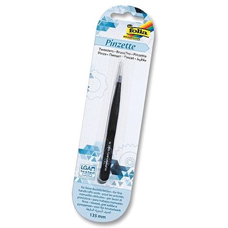PINCE À ÉPILER 135 MM, POINTU, ACIER INOXYDABLE, REVÊTEMENT NOIR FOLIA 23006
