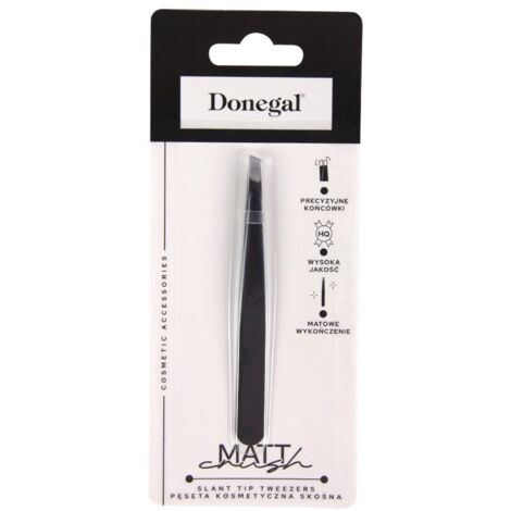 Pince à épiler cosmétique coudée DONEGAL Mat Crush - Noir mat (4126)
