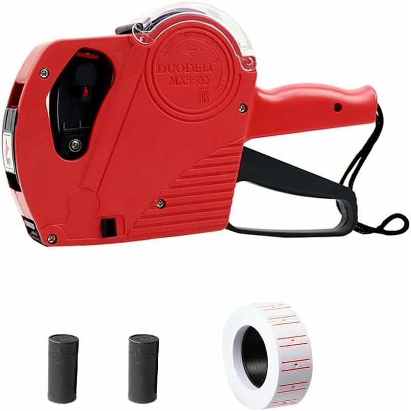 Pince à étiqueter, étiqueteuse portative, pistolet étiqueteuse 1 ligne/8 caractères, jeu d'étiquettes de prix, jeu d'étiquettes de prix, étiqueteuse