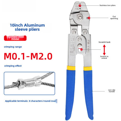 Pince à manchon alu forme 8 FSH-Y10S Pour câble métallique, faisceau alu, mandrin, boucle Coupe et sentit fil Crochet ancre Pêche en mer