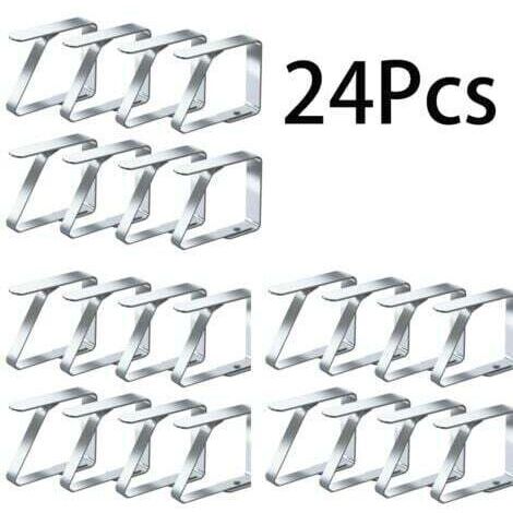 Pince à Nappe Extérieure - 24 Pièces [5x4 cm] - En Acier Inoxydable - pour Jardin, Repas en Extérieur, Mariage - Lot de Pinces à Nappe Universelles Antivol