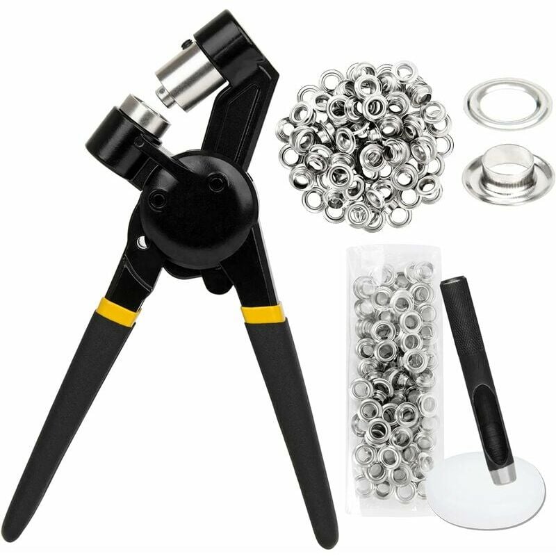Trimec - Pince à oeillets avec 10 mm Oeillets, Pince illets Bache,Poinçonneuse à illet pour Perforer, Pince Perforeuse pour Ceintures en Cuir, Bâches
