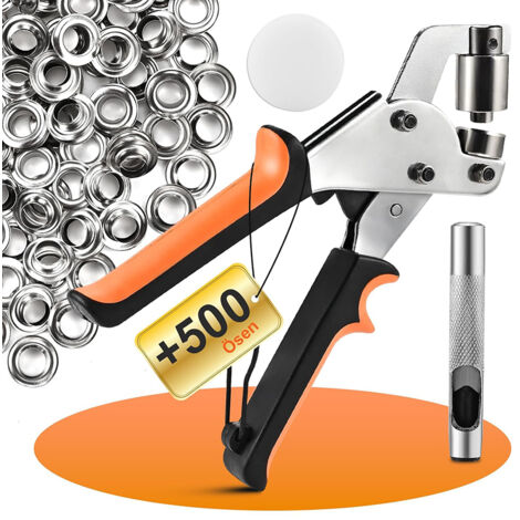 Pince à Œillets avec 500 Œillets de 10mm en Acier Inoxydable , Kit Complet pour Installation d'Œillets pour Bâches , Toiles et Cuir