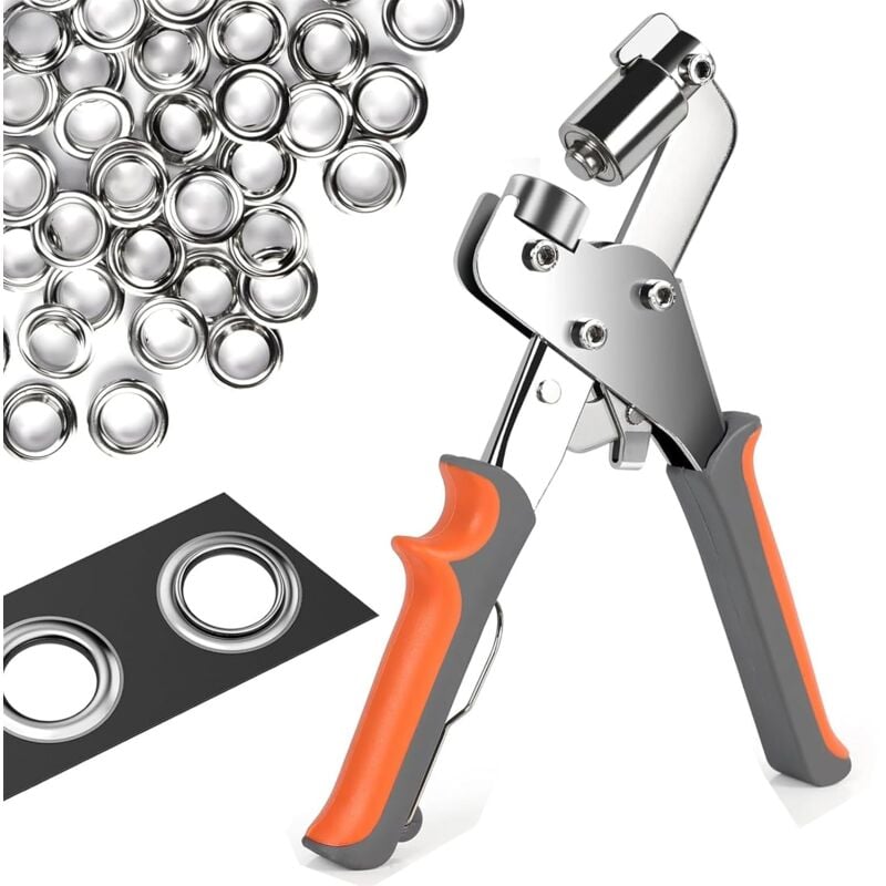 Beijiyi - Pince à Oeillets pour Bâches et Tissus - Pince à Oeillets Professionnelle avec 500 Oeillets (ø 10mm), Poinçonneuse à Oeillets Magnétique en