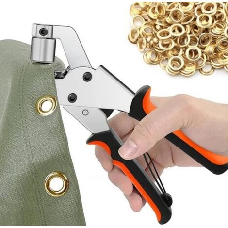 Pince à Oeillets pour Bâches, lot de 300 Oeillets (Ø 10 mm), Pince à oeillet Portable pour Tissus, Bâche, Cuir