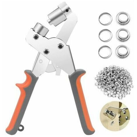 Pince à œillets,Ensemble Professionnel de Perforateur d'œillets avec 100 Pièces (Ø intérieur 10 mm) œillets en Métal pour Cuir Tissu Bâche Rideau PVC Cisea