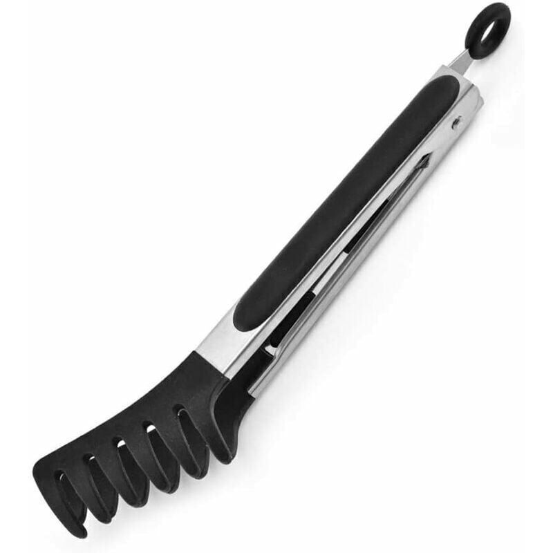 Pince à pâtes à spaghetti, pince à pâtes en silicone antiadhésive, pince à pain, nouilles, pince à pâtes(black)