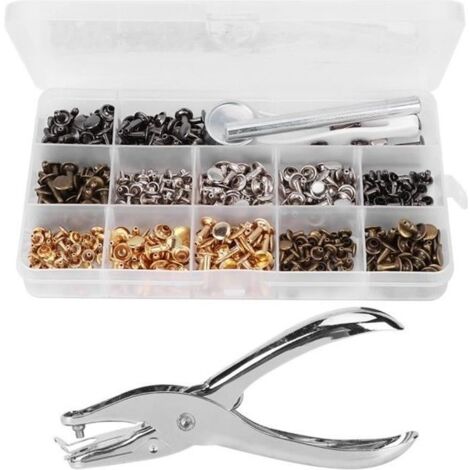 Pince à poinçonner, Rivets en cuir, goujons métalliques tubulaires en fer haute résistance pour ceintures coupe-vent doudounes