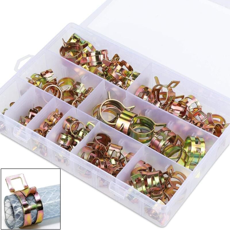 Pince à ressort pince à ressort, 100 Pcs pince à ressort pince à ressort pince à ressort tuyau de carburant tuyau de tuyau d'air pince à ressort (6