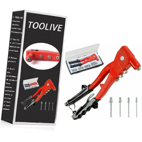 Pince à Riveter Manuelle Rivet riveteuse 4 Buses 100 Rivets + Boite de Rangement