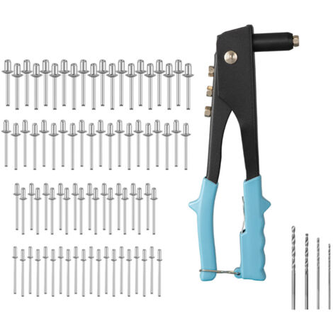 Pince à Riveter Manuelle - Têtes Interchangeables 2 4 mm 3 2 mm 4 0 mm 4 8 mm - Forets HSS 4 Tailles - Pour Métal et Tissus Lourds - Kit Complet 200 Pièces