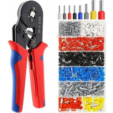 Pince à sertir cosse avec 1250 cosses 0,5-10mm² –Acier allié forgé –Sertissage carré uniforme –Conception ergonomique