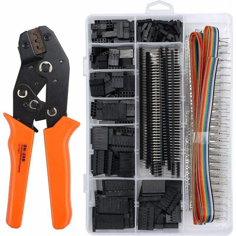 Memkey - Pince à Sertir Dupont Kit de Outils de Sertissage avec 1550 pcs Dupont Mâle/Femelle Connecteur à Cliquet Modulaire Isolée 2,54 mm 3,96 mm