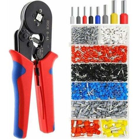 Pince à Sertir Kit, Embout de Cablage Outil de Sertissage Cosse Electriques à  1250 Cosses 0,5-10mm² pour Bornes de Outil de Sertissage de Pince Électricien,Bornes Électriques