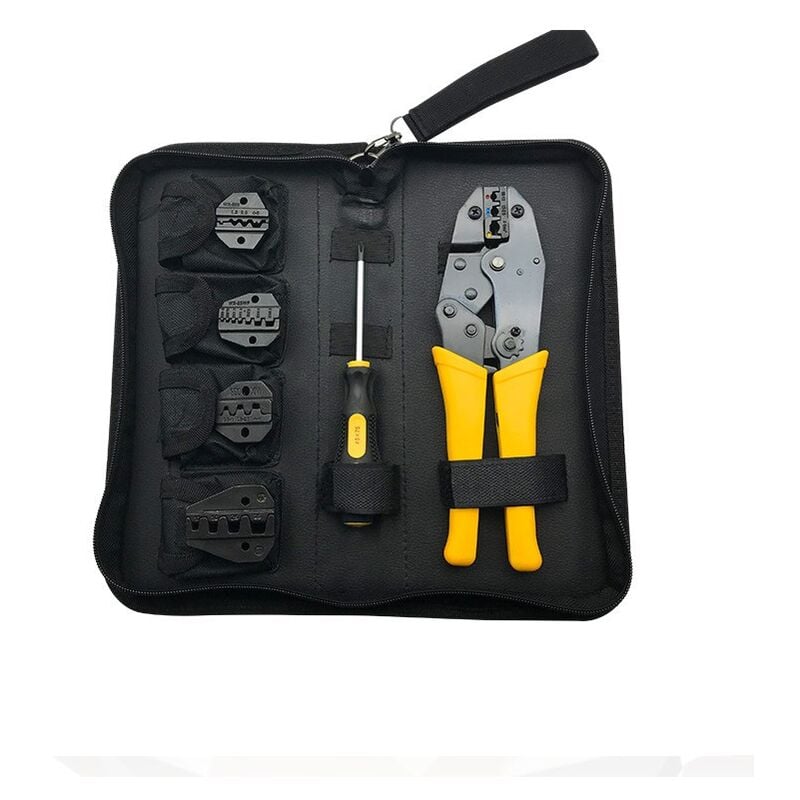 Pince à sertir les câbles, outil de sertissage de câbles avec 5 mâchoires interchangeables, pince à cliquet pour fil, connecteurs thermorétractables,