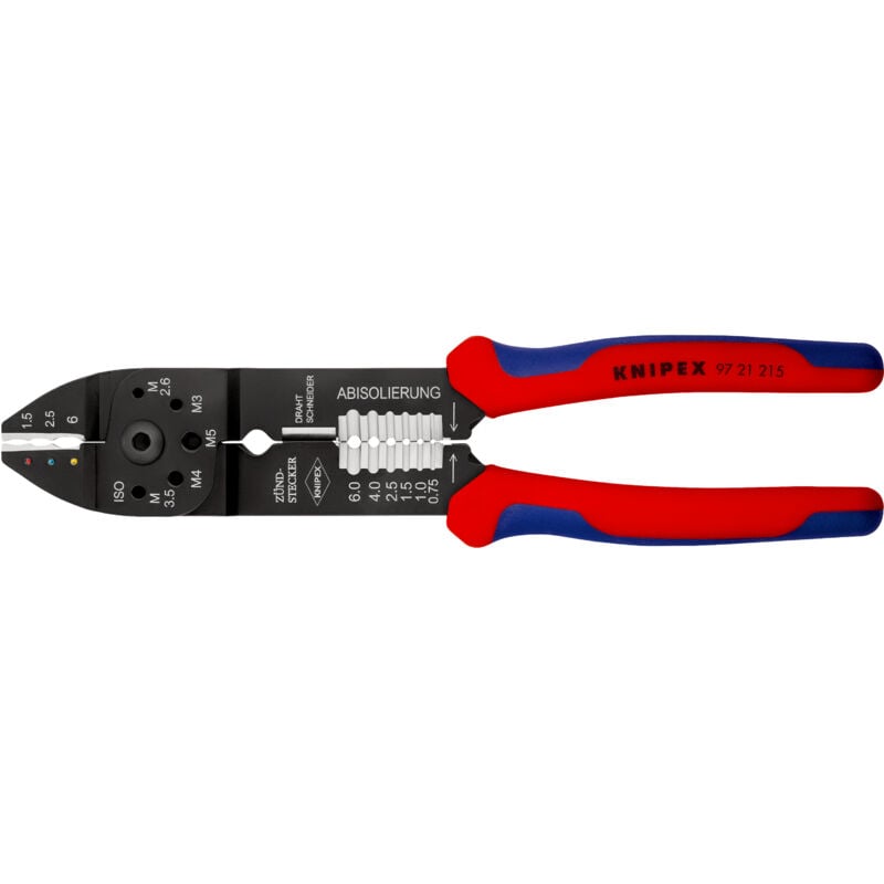 Knipex - 97 21 215 sb Pince à sertir avec gaines bi-matière noire laquée 230 mm (carte LS/blister)
