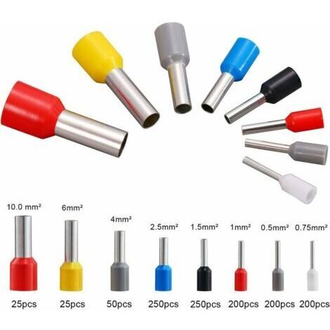 Pince à sertir les fils à quatre voies avec 1200 manchons de câble, adaptée aux fils de 0,25 à 10 mm², outil professionnel pour électricien.