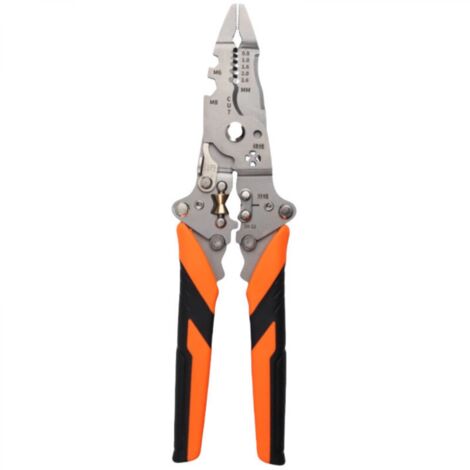 Pince à sertir multifonctionnelle, orange, 620,5cm, pince à dénuder les fils en acier au carbone, pince à sertir, séparateur de câbles, coupe-fils.